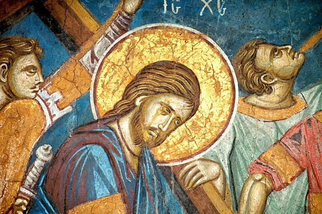 Crucificarea - detaliu frescă Mănăstirea Dečani, Kosovo, Serbia