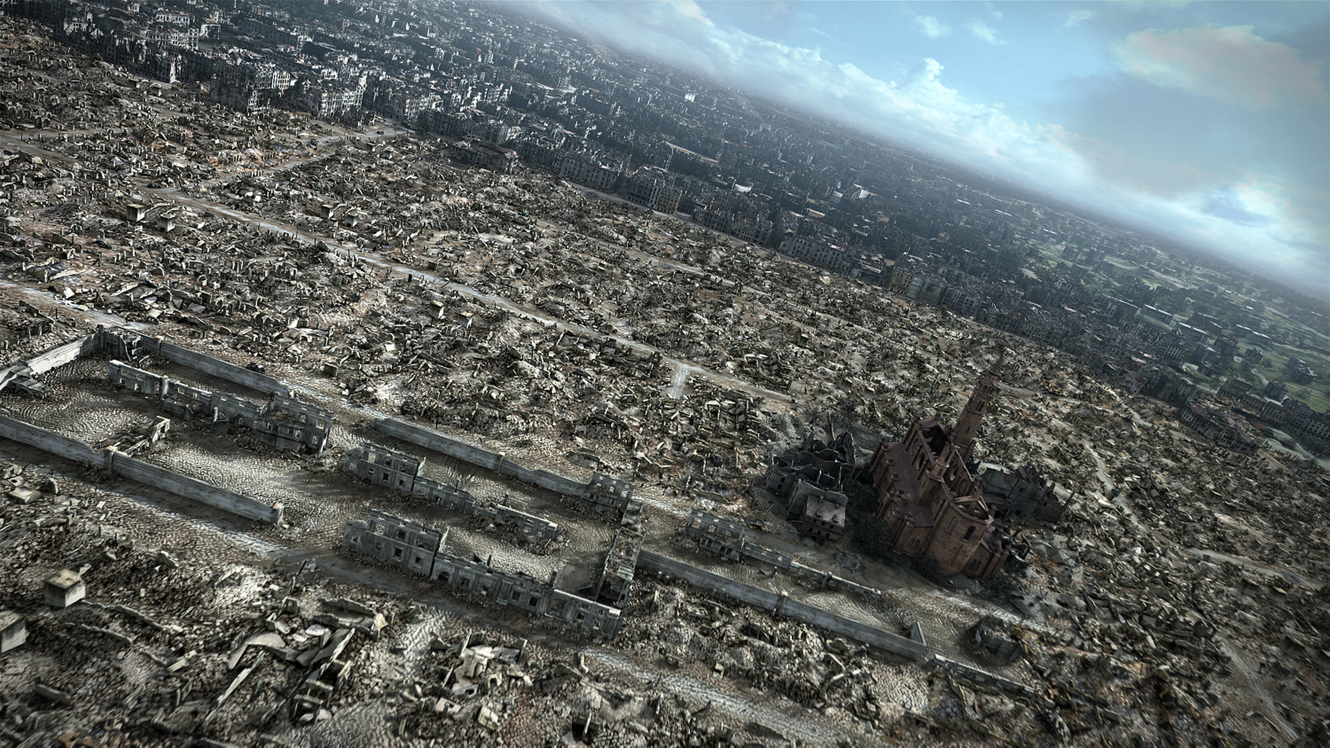 Полностью разрушенный город