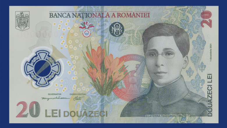 BNR anunță lansarea în circulație, de la 1 decembrie, a bancnotei de 20 de lei pe care este prezentată eroina Ecaterina Teodoroiu
