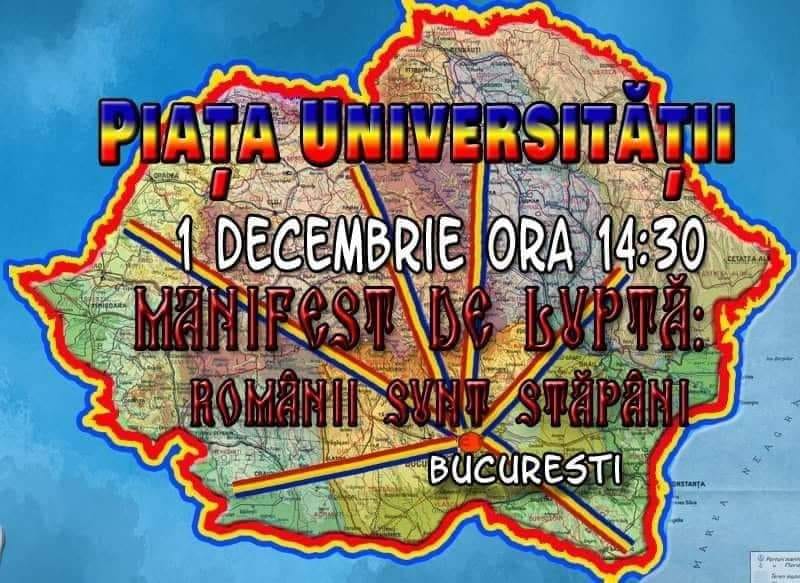 1 Decembrie în Piața Universității, pentru Libertate, pentru România. Ora 14.30. Fiți acolo! ACTUALIZARE: Transmisie VIDEO în DIRECT
