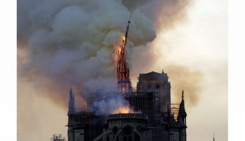 Catedrala Notre Dame în flăcări