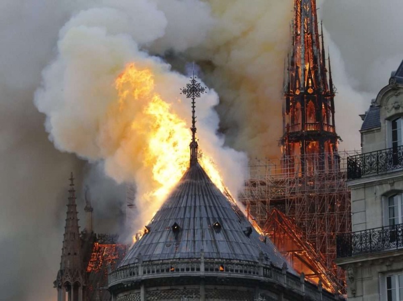 Catedrala Notre Dame în flăcări