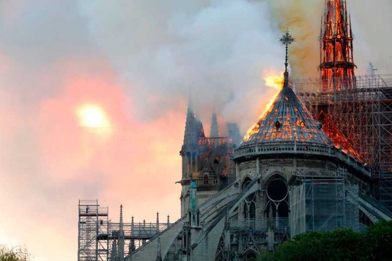 Catedrala Notre Dame în flăcări