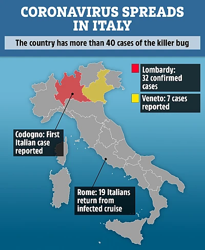10 orașe din Italia, în carantină după anunțarea primului deces provocat de coronavirus în Europa