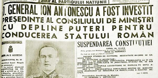 FOTO: Prima pagină a ziarului România, editat de regimul Carol al II-lea