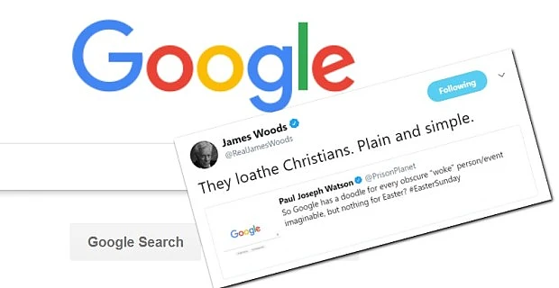 Google refuzÄƒ un doodle special de PaÈ™ti. Actorul James Woods: â€žPur È™i simplu ei Ã®i urÄƒsc pe creÈ™tiniâ€