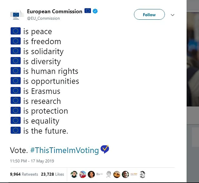 â€žEuropa este dragoste, Europa este viaÈ›Äƒ. Europa este diversitateâ€ Un mesaj al Comisiei Europene, comparat cu lozincile din lumea distopicÄƒ a lui Orwell