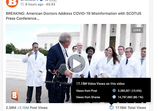 Facebook, Twitter, YouTube au șters un videcolip devenit viral cu medici care promovau tratamentul cu hidroxiclorochina. Reacția lui Trump