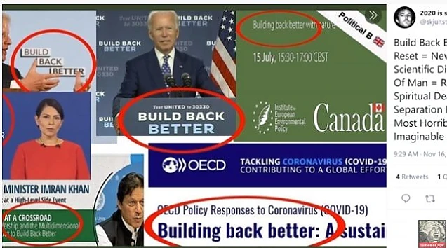 ”BUILD BACK BETTER”, parola globaliștilor din „Marea Resetare”. Promovat de Biden, BoJo, Comisia Europeană, sloganul bbb / 666 a fost moșit de Forumul Economic Mondial