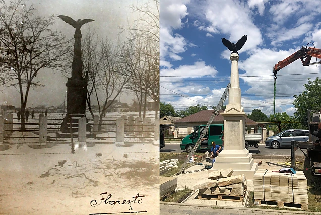 Monument distrus de sovietici restabilit la Florești, Basarabia, azi, 28 iunie 2022